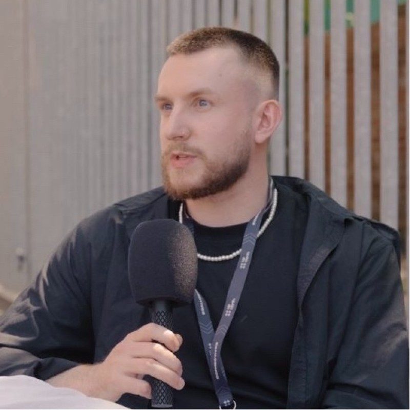 Harrison Lemon being interviewed in Manchester by Conference Crashers